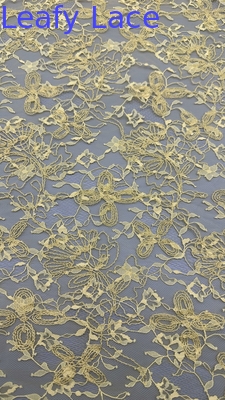 Yellow Embroidered Lace Fabric High Quality Product Luxary to Wedding Dresses Gowns