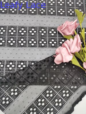 Black 100% Cotton Lace Fabric Hollow-up Patter Embroidered Pure Lace