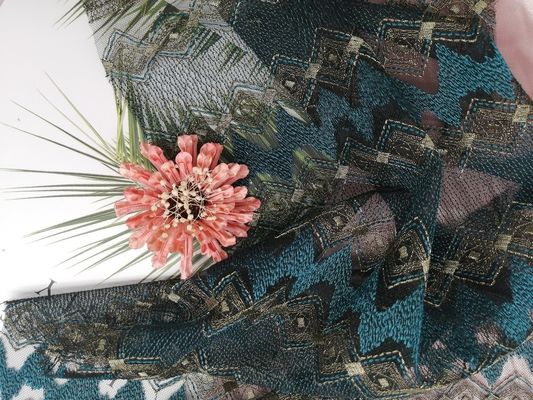 49" Gold Lace Metallic Embroidered Fabric For Women Dress