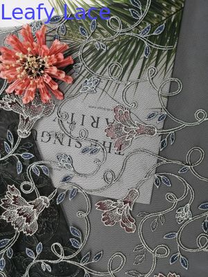 Female Dresses Floral Embroidered Lace Fabric For Lady Garment