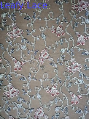Female Dresses Floral Embroidered Lace Fabric For Lady Garment