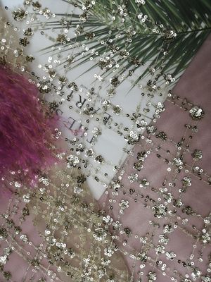 Gold Floral Sequin Embroidered Fabric