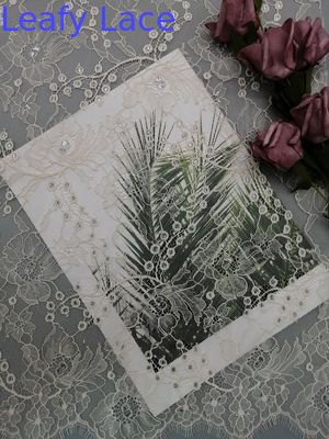 French Chantilly Orange Tulle Lurex Metallic Silver Lace Fabric