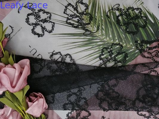 Black Letter Floral Embroidered Lace Fabric
