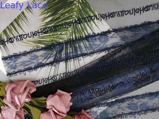 Navy Letter Crochet Lace Fabric