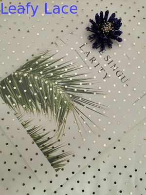 Ivory Tulle Mesh Foil Printed Polka Dot Metallic Glitter Fabric