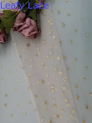 Metallic Star Shape Tulle Mesh Fabric Women Dress Foil Printing Coating