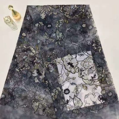 125CM Floral Lace Sequin Embroidered Fabric For Dress Blouses