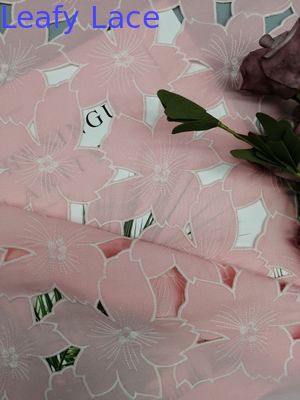 100% Polyester Laser Cut Lace Applique Fabric For Wedding Dress