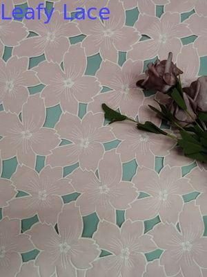 100% Polyester Laser Cut Lace Applique Fabric For Wedding Dress