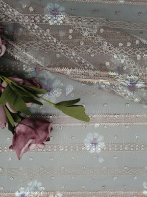 Foil printing Tulle  Foil Dot coated Glitter Mesh Printed Lace Fabric