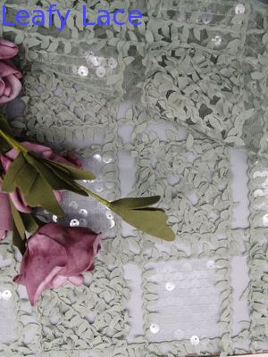 ODM Green Transparent Sequin Crochet Lace Fabric Corded Mesh