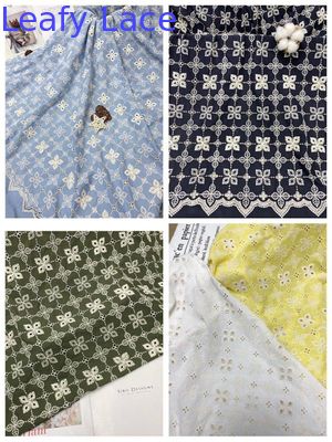 100 Yards Floral Cotton Embroidered Eyelet Fabric Children Garment Fabric