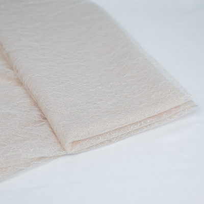 Cream Floral Overlay Sheer Embroidered Lace Tulle Fabric OEKO - Tex Standard