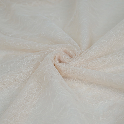 Cream Floral Overlay Sheer Embroidered Lace Tulle Fabric OEKO - Tex Standard