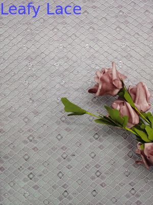 Purple Color Embroidered Lace Fabric Diamond Type Lattice Pattern Mesh