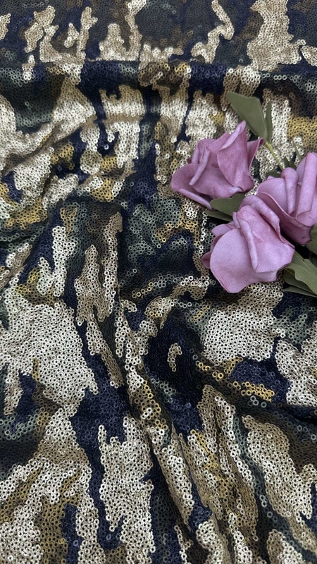124cm Multi Color Sequins Embroidery Fabric With Ground Mesh For Evening Dress