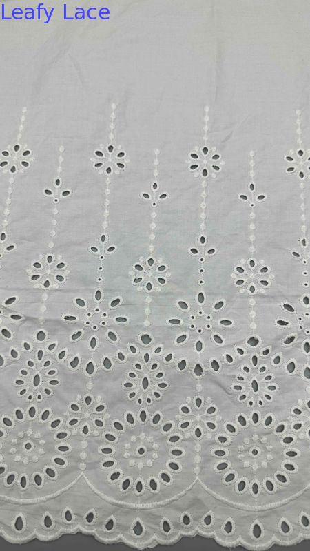 White 100% Cotton Laser Out  Floral Embroidered Cotton Fabric By The Yard For Fashion Women Dress