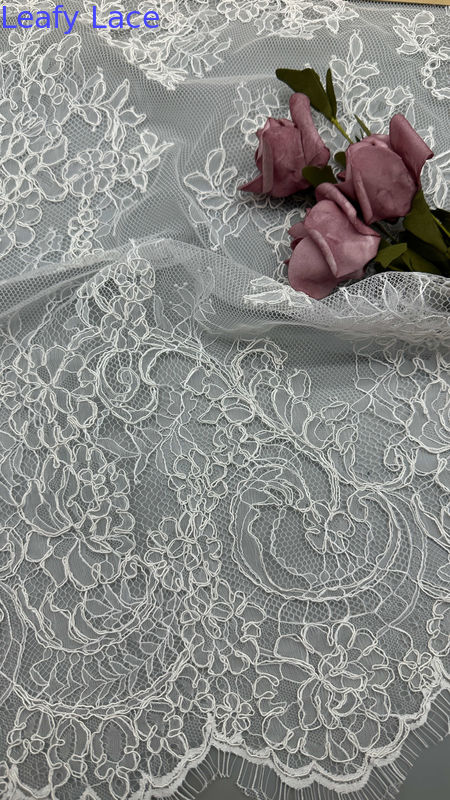Luxury French Chantilly Lace  Fabric Durable and Elegant Fabric Wedding Party Occasions White Fabric