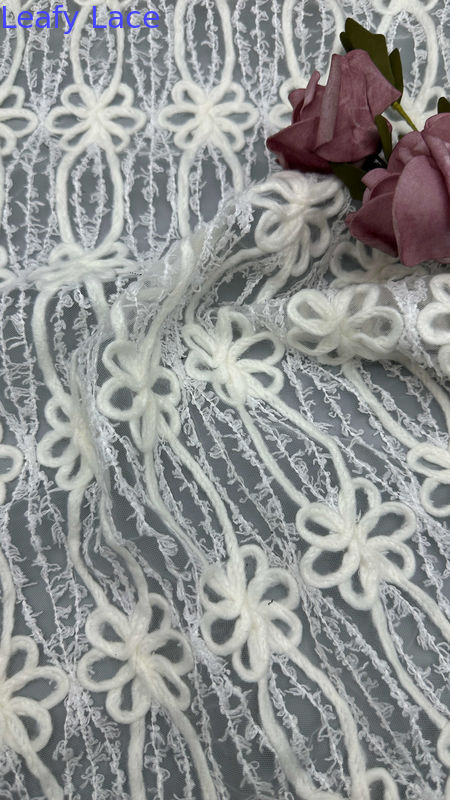 Leafy Corded Lace Fabric Luxary Breathe and Elegent Wedding Party Lace Fabric