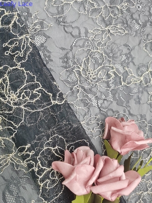 Tessuto floreale frondoso ricamato OEKO TEX Standard 100 del pizzo 3D per sartoria