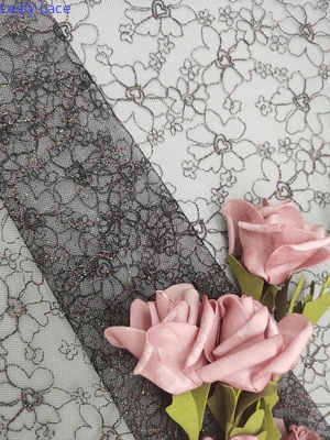 maglia di nylon completa ricamata 125cm OEKO TEX Standard 100 del tessuto di rete del pizzo