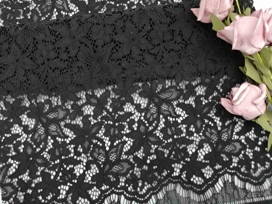 tessuto legato con corde floreale nero a 57 pollici del pizzo 3D con Handfeel morbido