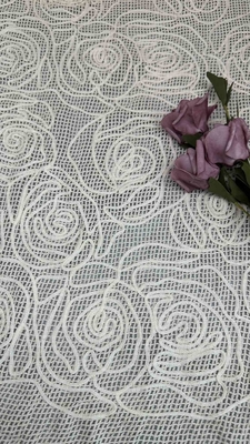 100% cotone avorio ricamato tessuto di pizzo larghezza 124 cm
