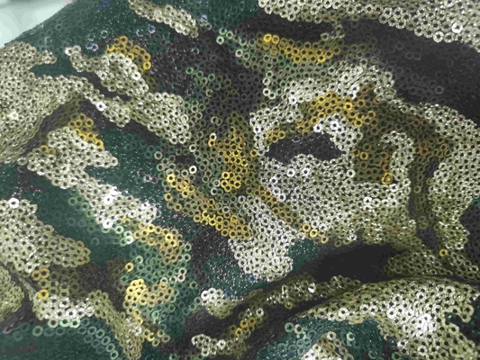 124cm Sequins multicolori Tessuto ricamato con rete a terra per abito da sera