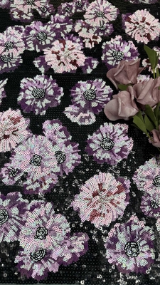 Tulle a maglia di tessuto ricamato di 49 pollici da donna