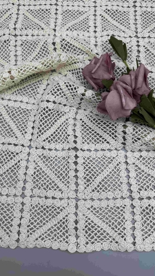 100% cotone avorio GEO tessuto di pizzo ricamato di alta qualità larghezza completa per abbigliamento donna di moda
