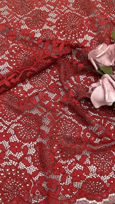Di alta qualità colore rosso con filo di lucentezza floreale con bordello di pizzo tessuto da giardino abito per la moda