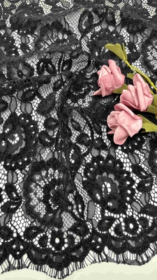 Speciale Chenille Filato Floreale Scalloped Edge Lace tessuto By The Yard Abito Per Moda