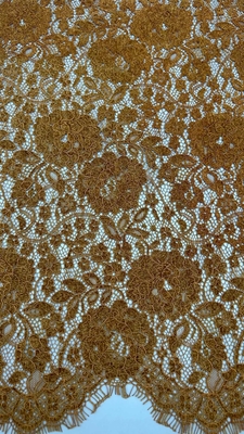 Colore marrone Chenille Filato Floreale Scaloped Edge Tessuto di pizzo By The Yard Abito Da Donna Abito