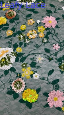 Colorato Fiore Rosa Fiore Sequin Tessuto ricamato per abito fai da te