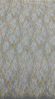 Primavera e estate French Chantilly Filato a due colori pizzo con disegno floreale con ciglia capsula leggera per abito di moda