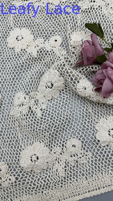 Eco-friendly 100% cotone ricamo crochet ricamo pizzo tessuto con modello floreale morbido e confortevole