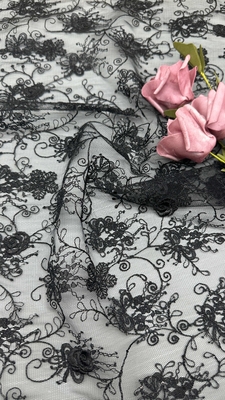 Legno nero pizzo resistente ed elegante ricamo fiore lussuoso 100% maglia ricamo tessuto pizzo tessuto matrimonio occasione di compleanno bellissimo vestito