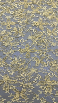 Giallo Ricamo durevole ed elegante Ricamo di fiori lussuoso Tessuto pizzo tessuto matrimonio occasioni di compleanno