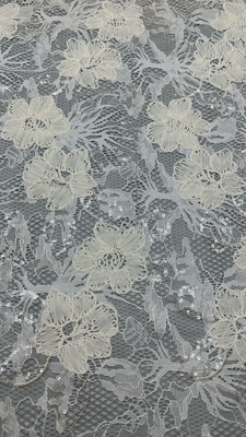 Bianco ricamo di lusso per pacco da sera duraturo ed elegante ricamo di fiori a maglia lussuoso tessuto di pizzo tessuto di matrimonio occasioni di compleanno pacco da sera tessuto a perline a quadri