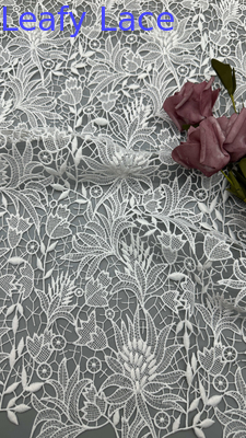Laser Lace Bianco Ricamo di lusso Elegante Maglieria di lusso Ricamo di fiori Tessuto di pizzo Tessuto di matrimonio Festa di compleanno Occasioni di alta qualità per le donne Tessuto