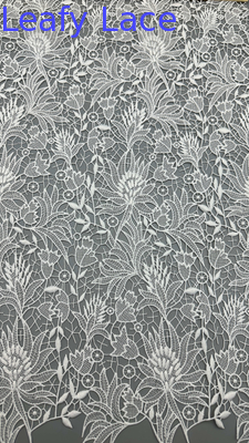 Laser Lace Bianco Ricamo di lusso Elegante Maglieria di lusso Ricamo di fiori Tessuto di pizzo Tessuto di matrimonio Festa di compleanno Occasioni di alta qualità per le donne Tessuto