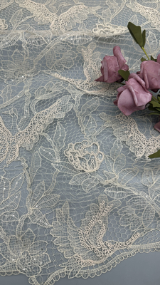 Sostenibile Sequin Leaf Embroidery tessuto con perline durevole ed elegante