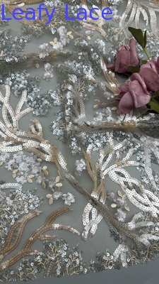 Tissu di ricamo a foglia di pacco di ricamo di pizzo Tissu di lusso durevole ed elegante Festa di nozze Occasioni Tissu di ricamo a pacco di ricamo