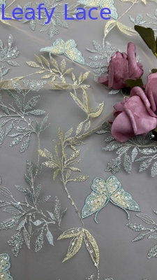 Ricamo tessuto pizzo farfalla elegante 100% cotone stile di lusso