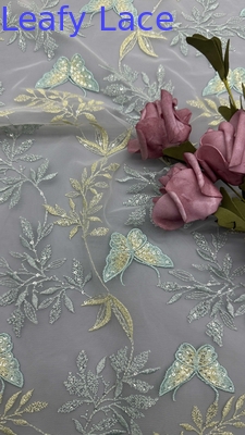 Ricamo tessuto pizzo farfalla elegante 100% cotone stile di lusso