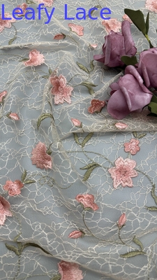 Fabbrica di ricami a foglia, pizzo, tessuto floreale, elegante, 100% cotone per abito