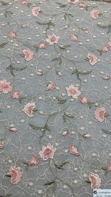 100% cotone ricamo tessuto di pizzo floreale elegante ricamo tessuto per abito da festa