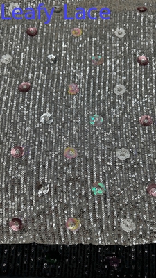 Tissu di pizzo ricamato a foglie di lusso 3D Fiorale Elegante Tessuto di ricamo da matrimonio