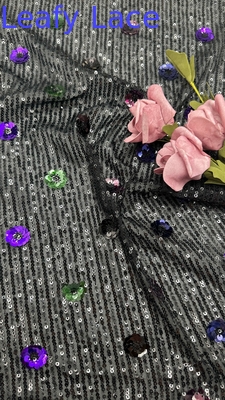 Tissu di pizzo ricamato a foglie di lusso 3D Fiorale Elegante Tessuto di ricamo da matrimonio